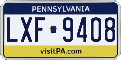 PA license plate LXF9408