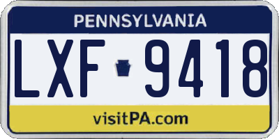 PA license plate LXF9418