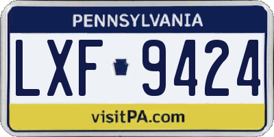 PA license plate LXF9424