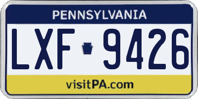 PA license plate LXF9426