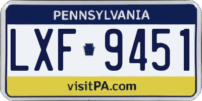 PA license plate LXF9451