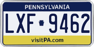 PA license plate LXF9462