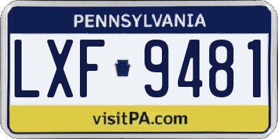 PA license plate LXF9481