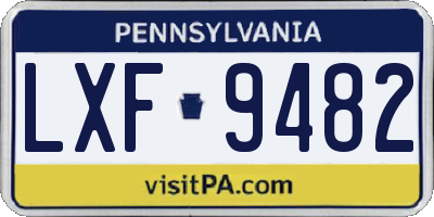 PA license plate LXF9482
