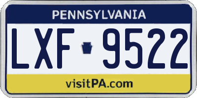 PA license plate LXF9522
