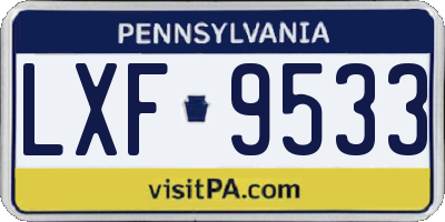 PA license plate LXF9533