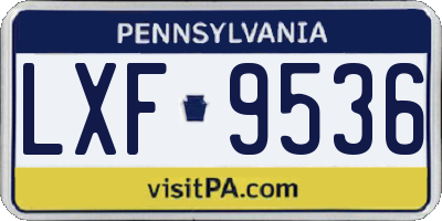 PA license plate LXF9536