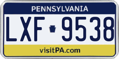 PA license plate LXF9538