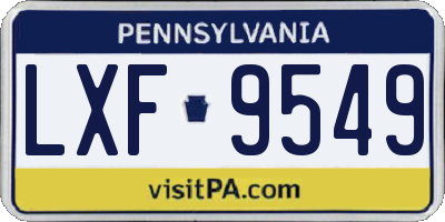 PA license plate LXF9549