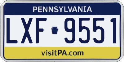 PA license plate LXF9551