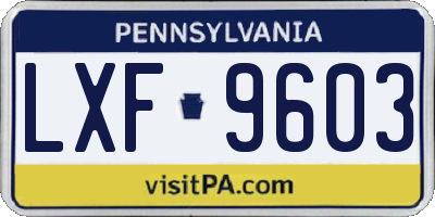 PA license plate LXF9603