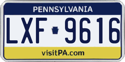 PA license plate LXF9616