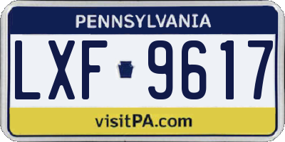 PA license plate LXF9617