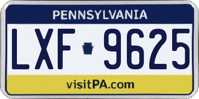 PA license plate LXF9625