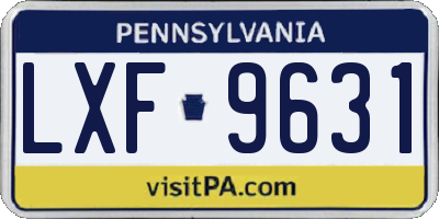 PA license plate LXF9631
