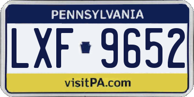 PA license plate LXF9652