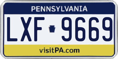PA license plate LXF9669