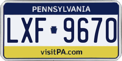 PA license plate LXF9670