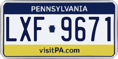 PA license plate LXF9671