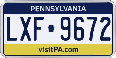 PA license plate LXF9672