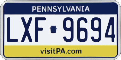 PA license plate LXF9694
