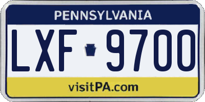 PA license plate LXF9700