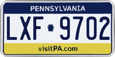 PA license plate LXF9702