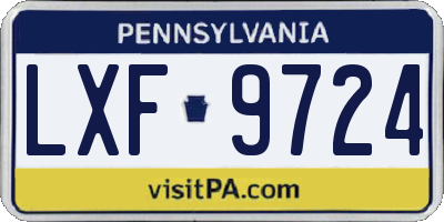 PA license plate LXF9724