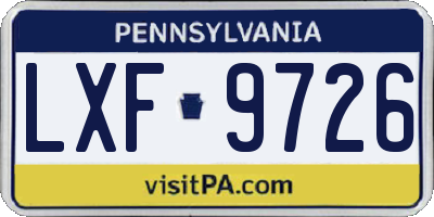 PA license plate LXF9726