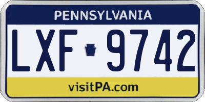 PA license plate LXF9742