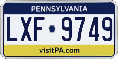 PA license plate LXF9749
