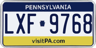 PA license plate LXF9768