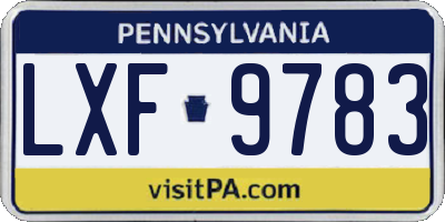 PA license plate LXF9783