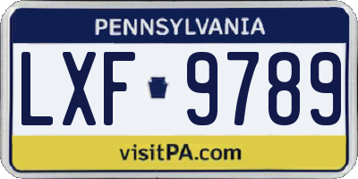 PA license plate LXF9789