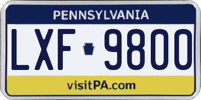 PA license plate LXF9800