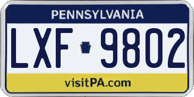 PA license plate LXF9802