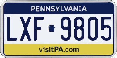 PA license plate LXF9805