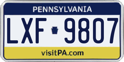 PA license plate LXF9807