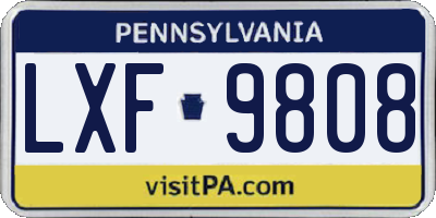 PA license plate LXF9808