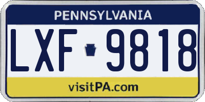 PA license plate LXF9818