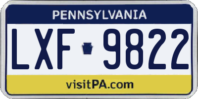 PA license plate LXF9822