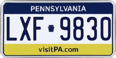 PA license plate LXF9830