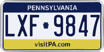 PA license plate LXF9847