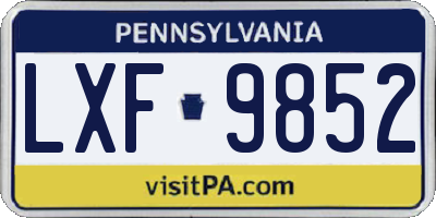 PA license plate LXF9852