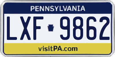PA license plate LXF9862