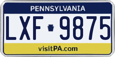 PA license plate LXF9875