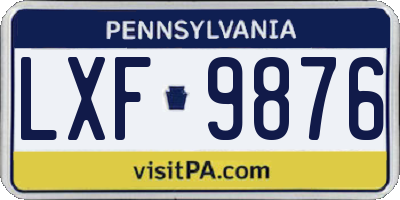 PA license plate LXF9876