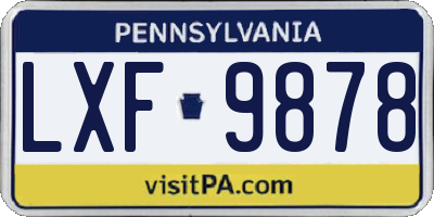 PA license plate LXF9878