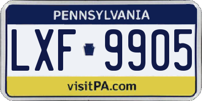 PA license plate LXF9905