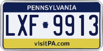 PA license plate LXF9913
